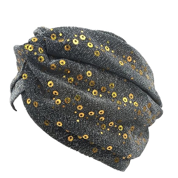 Handmade Sequined Hair Turban Hair Cover - Protective Styling & Costume - Picture 5 of 9